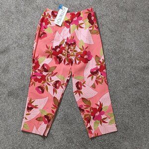 Women's CACTUS FLOWER Pink Floral, Side Zip, High Rise Capris; Size 2